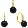 Brilio Silver Gold-plated set with dark pearls and zircons SET291YBC (pendant, earrings)