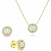Brilio Silver Gold-plated jewelry set with zircons and baltas opals SET225Y (pakabukas, earrings)