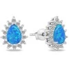 Brilio Silver Brilio Sidabrinis Sidabrinis jewelry set with zircons and mėlynas opals SET244WB (pendant, earrings)