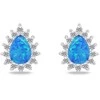 Brilio Silver Brilio Sidabrinis Sidabrinis jewelry set with zircons and mėlynas opals SET244WB (pendant, earrings)