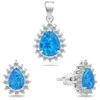 Brilio Silver Brilio Sidabrinis Sidabrinis jewelry set with zircons and mėlynas opals SET244WB (pendant, earrings)