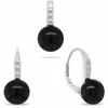 Brilio Silver Jewelry set with dark pearls and zircons SET291WBC (pendant, earrings)