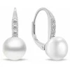 Brilio Silver Jewelry set with genuine pearls and zircons SET291W (pendant, earrings)