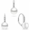Brilio Silver Jewelry set with genuine pearls and zircons SET291W (pendant, earrings)