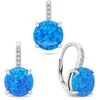 Brilio Silver Brilio Sidabrinis Sidabrinis jewelry set with zircons and mėlynas opals SET250WB (pendant, earrings)