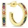 Brilio Silver Brilio Sidabrinis Round auksinis-plated earrings with colored zircons EA792Y
