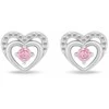 Brilio Silver Jewelry set Hearts with pink zircons SET295WP (chain, pendant, earrings)