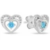 Brilio Silver Jewelry set Hearts with light mėlynas zircons SET295WAQ (chain, pendant, earrings)