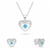 Brilio Silver Jewelry set Hearts with light mėlynas zircons SET295WAQ (chain, pendant, earrings)