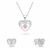 Brilio Silver Jewelry set Hearts with pink zircons SET295WP (chain, pendant, earrings)