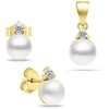 Brilio Silver Brilio Sidabrinis Gold-plated jewelry set with real pearls SET227Y (pendant, earrings)