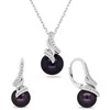 Brilio Silver Elegant jewelry set with dark pearls SET298WBC (pakabukas, pendant, earrings)