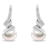Brilio Silver Elegant jewelry set with real pearls SET298W (pakabukas, pendant, earrings)