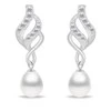 Brilio Silver Elegantiškas papuošalų rinkinys su cirkoniais ir perlais SET267W (karoliai, pakabukas, auskarai)