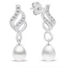 Brilio Silver Elegantiškas papuošalų rinkinys su cirkoniais ir perlais SET267W (karoliai, pakabukas, auskarai)