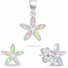 Brilio Silver Jewelry set with synthetic opals Flowers SET288WP (pendant, earrings)