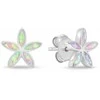 Brilio Silver Jewelry set with synthetic opals Flowers SET288WP (pendant, earrings)