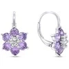Brilio Silver Delicate sidabrinis earrings with violetinė zircons Flowers EA307WAM
