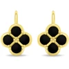 Brilio Silver Gold-plated dangle earrings Juodas Clover EA1284YBC