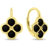 Brilio Silver Gold-plated dangle earrings Juodas Clover EA1284YBC