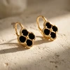 Brilio Silver Gold-plated dangle earrings Juodas Clover EA1284YBC