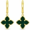 Brilio Silver Gold-plated dangle earrings with flowers EA1158YG