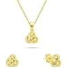 Brilio Silver Gold-plated jewelry set Intertwined knot SET271Y (chain, pendant, earrings)