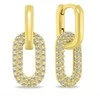 Brilio Silver Gold plated oval earrings 2in1 with cubic zirconia EA1177Y