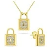 Brilio Silver Auksuotas papuošalų rinkinys su cirkoniais „Padlock“ SET281Y (karolis, auskarai)