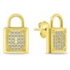 Brilio Silver Auksuotas papuošalų rinkinys su cirkoniais „Padlock“ SET281Y (karolis, auskarai)