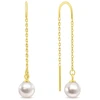 Brilio Silver Gold-plated thread earrings with real pearl EA1289Y