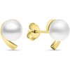 Brilio Silver Minimalist auksinis-plated earrings with real pearls EA595Y