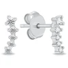 Brilio Silver Minimalistic long earrings with zircons EA1259W