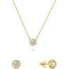 Brilio Silver Brilio Sidabrinis Gold-plated jewelry set with zircons SET220Y (pakabukas, earrings)