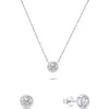 Brilio Silver Elegant sidabrinis jewelry set with zircons SET220W (pakabukas, earrings)