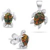 Brilio Silver Sidabrinis jewelry set with colored opals Turtle SET235WBC (pendant, earrings)