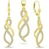 Brilio Silver Brilio Sidabrinis Sparkling auksinis-plated jewelry set with zircons SET222Y (pendant, earrings)