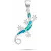 Brilio Silver Playful sidabrinis jewelry set Gekon with opals SET287WB (pendant, earrings)