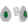Brilio Silver Jewelry set with žalias zircons Tear Drop SET284WG (pakabukas, earrings)