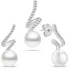Brilio Silver Stilingas papuošalų rinkinys su cirkoniais ir perlais SET269W (pakabukas, auskarai)