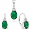 Brilio Silver Jewelry set with žalias cubic zirconia SET293WG (pendant, earrings)
