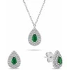 Brilio Silver Jewelry set with žalias zircons Tear Drop SET284WG (pakabukas, earrings)