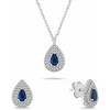 Brilio Silver Jewelry set with dark mėlynas zircons Tear Drop SET284WB (pakabukas, earrings)