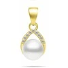 Brilio Silver Elegant auksinis-plated jewelry set with pearls SET290Y (pendant, earrings)