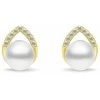 Brilio Silver Elegant auksinis-plated jewelry set with pearls SET290Y (pendant, earrings)