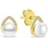 Brilio Silver Elegant auksinis-plated jewelry set with pearls SET290Y (pendant, earrings)
