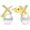 Brilio Silver Brilio Sidabrinis Glittering auksinis-plated earrings with pearls EA906Y