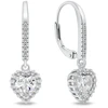 Brilio Silver Sparkling Heart Drop Earrings with Zircons EA1265W
