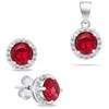 Brilio Silver Brilio Sidabrinis Sidabrinis jewelry set with red zircons SET230WR (pendant, earrings)