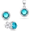 Brilio Silver Sidabrinis jewelry set with mėlynas zircons SET230WAQ (pendant, earrings)
